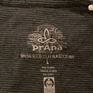Large Prana tank top. Black with gray stripes.
